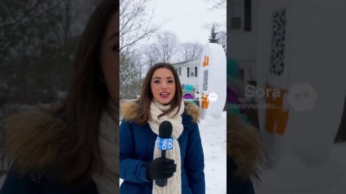 News report on amazing Crypto Bitcoin Sculpture, made in snow, an ai short made with sora 2