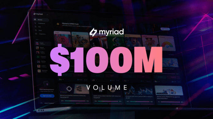 Prediction Market Myriad Hits $100M Milestone, Growing 10x in Three Months
