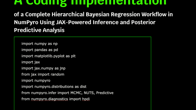 A Coding Implementation of a Complete Hierarchical Bayesian Regression Workflow A Coding Implementation of a Complete Hierarchical Bayesian Regression Workflow in NumPyro Using JAX-Powered Inference and Posterior Predictive Analysis