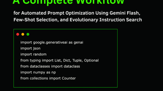 A Complete Workflow for Automated Prompt Optimization Using Gemini Flash, Few-Shot Selection, and Evolutionary Instruction Search
