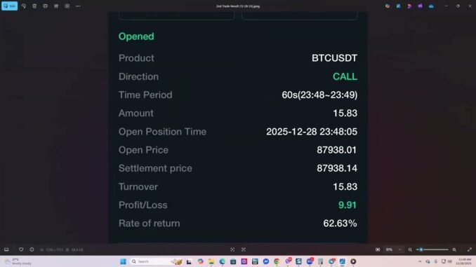 AI Crypto BTC/USDT Futures Trading - 1st and 2nd Trade for 12/28/25