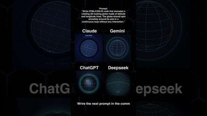 ChatGPT vs Gemini vs DeepSeek vs Claude — 3D Globe Line Animation (HTML/CSS/JS)