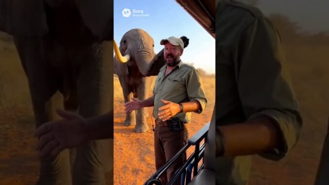 Elephant grabs safari guide #elephant #safari #wildlife #scary #friendly #ai