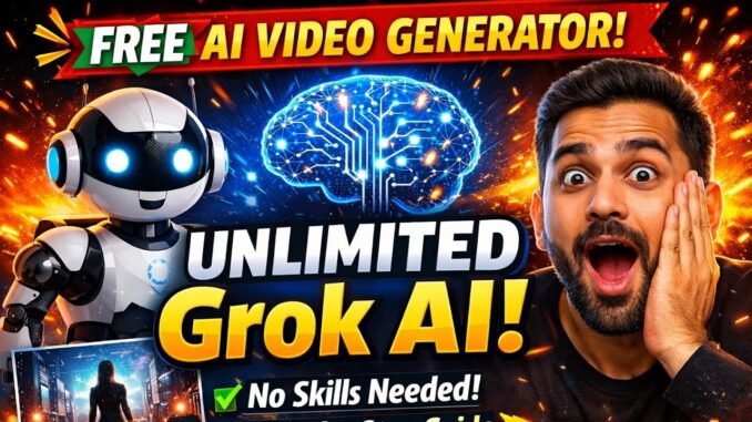 FREE AI Video Generator 😱 | Unlimited Grok AI Se Video Kaise Banaye (No Skills!)