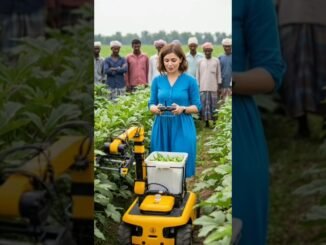 Girl Guides Small Robot to Harvest Okra Ai Cute V26 #DreamScreenAI