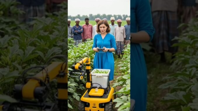 Girl Guides Small Robot to Harvest Okra Ai Cute V26 #DreamScreenAI