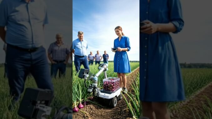 Girl Guides Small Robot to Harvest Red Anions  Ai Cute V32 #DreamScreenAI#DreamScreenAI #agriculture