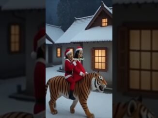 Hari natal ondel-ondel lucu menunggangi macan berbagi roti #ai #chatgpt #grok #aivideo