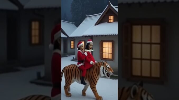 Hari natal ondel-ondel lucu menunggangi macan berbagi roti #ai #chatgpt #grok #aivideo