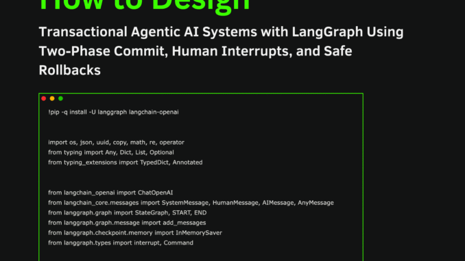 How to Design Transactional Agentic AI Systems with LangGraph Using How to Design Transactional Agentic AI Systems with LangGraph Using Two-Phase Commit, Human Interrupts, and Safe Rollbacks