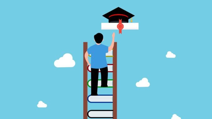Person on a ladder reaching for a graduate hat as the adoption of generative AI has outpaced workforce capability, prompting OpenAI to target the skills gap with new certification standards.