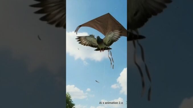 कबूतर पतंग से तकराया और 😱🕊️#ai #grok #animation #shorts