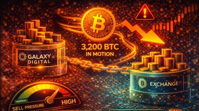 3,200 Bitcoin In Motion: Galaxy Digital Activity Adds Sell-Side Pressure Risk
