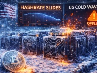 Bitcoin Hashrate Slides: US Cold Wave Knocks Mining Rigs Offline