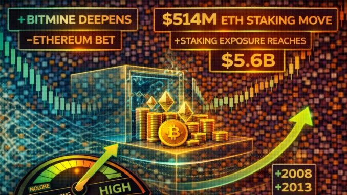 Bitmine Deepens Ethereum Bet With $514M ETH Staking Move – Staking Exposure Reaches $5.6B