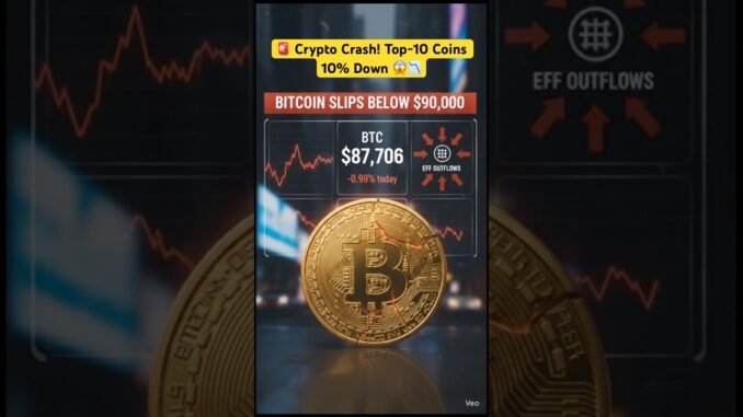 🚨 Crypto Crash! Top-10 Coins 10% Down 😱📉 #shorts #crypto #cryptocurrency #bitcoin #btc #news #ai