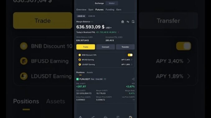 FUN Live trade on Binance #binance  #live #shorts #stockmarket