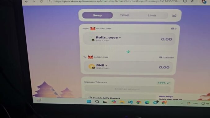 How to swap RollsRoyce to BNB on Pancakeswap ( using BNBnetworkcost )