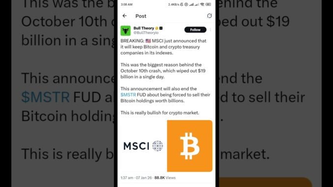 MSCI Bitcoin News 2026 | Crypto Market Bullish | Bitcoin Latest Update  #crypto #btc #cryptonews
