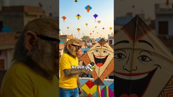 Makarsankranti News: Monkey vs Patang 😂 Akhilesh ai Editz #ai #shorts #shortvideo #shortsfeed #india