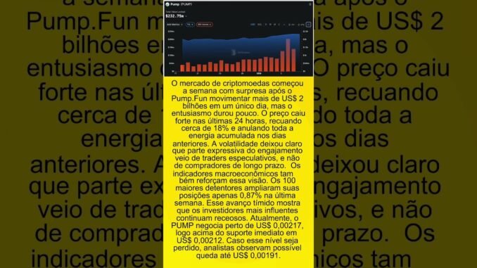 fonte: bitnoticia.com #cripto #criptonoticias #pumpfun #memecoin #altcoin #ethereum #solana #xrp