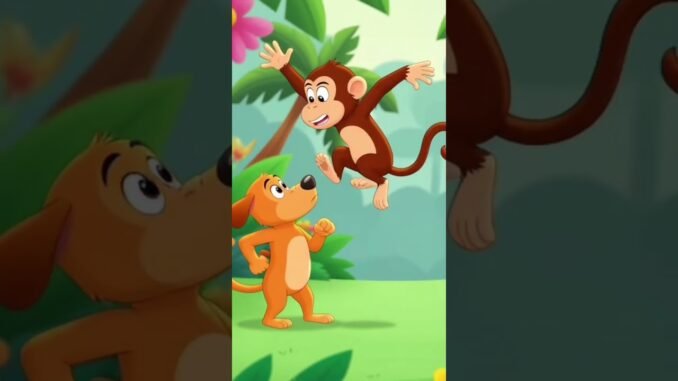monkey 🐒 and 🐕 fight cartoon 4K #animals #grok #wildlife #ai #animalworld