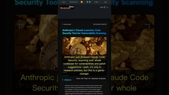 🧐👉 Anthropic's Claude Code Security Shakes Up Crypto AI Trading #QixNewsAI