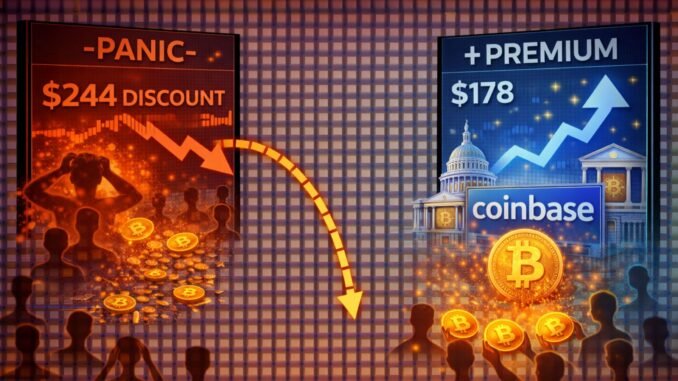 Bitcoin Flips To A Premium On Coinbase As US Institutions Bitcoin Flips To A Premium On Coinbase As US Institutions Absorb Global Retail Panic – Details