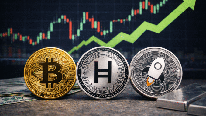 Hedera (HBAR) and Stellar (XLM) prices rose sharply as altcoins surged amid Bitcoin