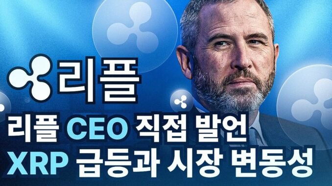 LIVE: 리플 (Ripple) CEO 브래드 갈링하우스, 엑스알피 (XRP) 급격한 불런과 시장 변동성에 대해 직접 언급!