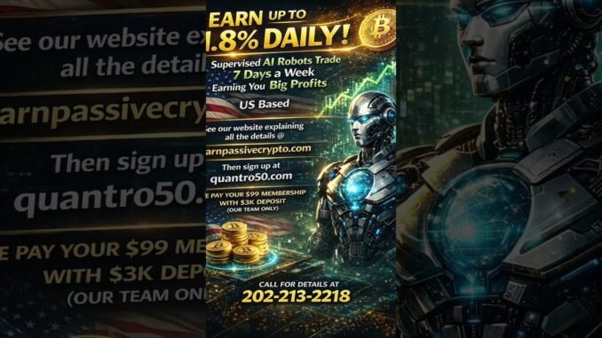Quantro Network Passive Crypto Income  | 1.8% Daily Ai trading robots