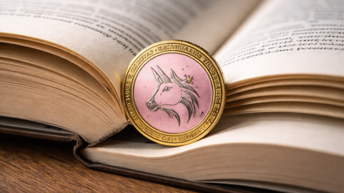 UNI price falls further despite Uniswap Protocol fee expansion proposal A cryptocurrency token featuring a unicorn emblem resting on the pages of an open book.