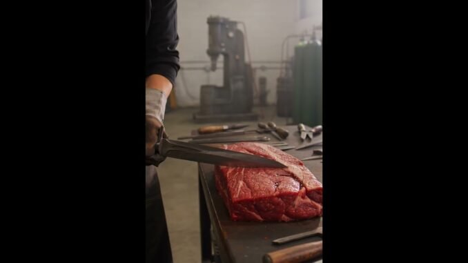 ai generated of quenching and blade testing #grok #ai #blacksmith