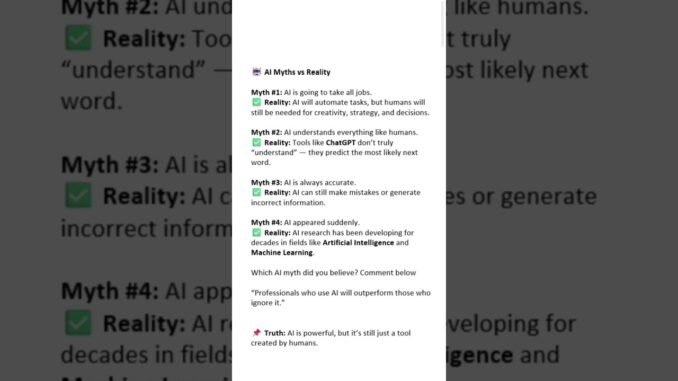 AI For Beginners Lessons-14: AI Myth Vs Reality #ai #techshorts