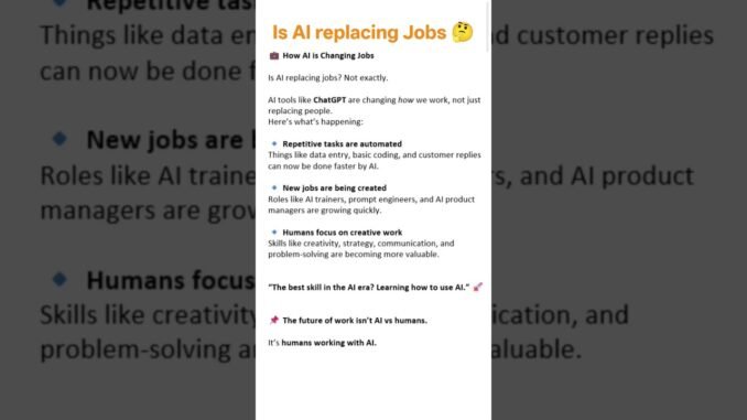 AI For Beginners Lessons-15: Is AI Replacing Jobs #ai #techshorts