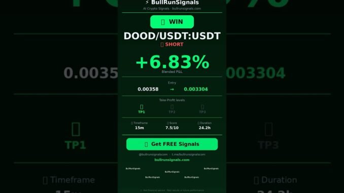 DOOD SHORT +6.83% — AI Crypto Signal WIN 🚀 #Shorts