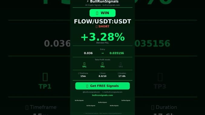FLOW SHORT +3.28% — AI Crypto Signal WIN 🚀 #Shorts
