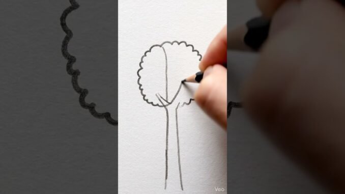 How to draw a simple tree | Beginner Pencil I AI-made #PencilSketch #Shorts #aiart