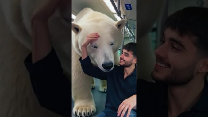 I'm in metro with white snow bear 🐨 #ai #grok #trend #bear #snow #metro #caetoon