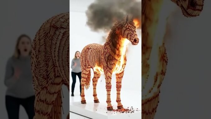 Matchstick horse #matchburn #ai #aivideo #chatgpt #grok #obos #trendingaivideos #vi #viral #match