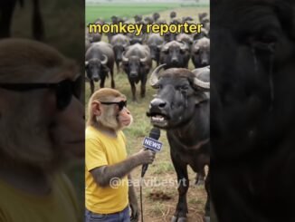 Monkey Reporter 🐒🎤 Buffalo Se Interview | Funny AI News 😂 #shorts