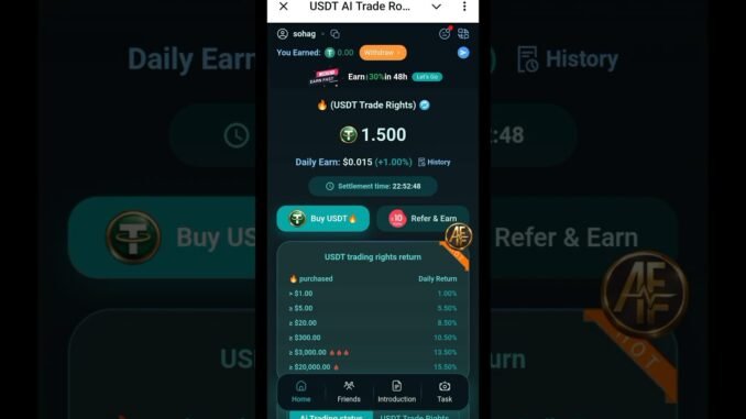 USDT AI Trade Robot | Earn Daily USDT Income with AI Trading Bot.#crypto #trading #freecrypto