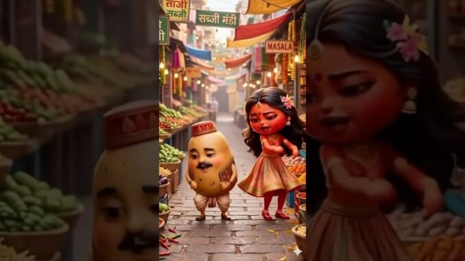 aalu and tamatar enjoy bhelpuri #youtube #cartoon #ai #grok #googlestudioai #shortvideo #youtube