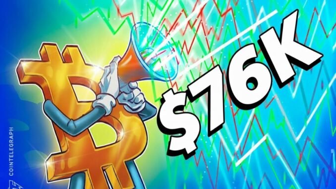 Bitcoin Hitting Resistance After Rally to $76K: CryptoQuant