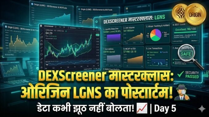 DEXScreener मास्टरक्लास: ओरिजिन LGNS का डेटा पोस्टमार्टम! 🕵️‍♂️ डेटा कभी झूठ नहीं बोलता! | Day 5