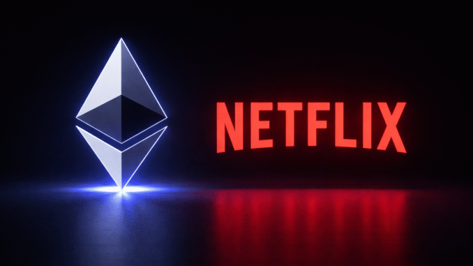 Ethereum and Netflix logos in focus