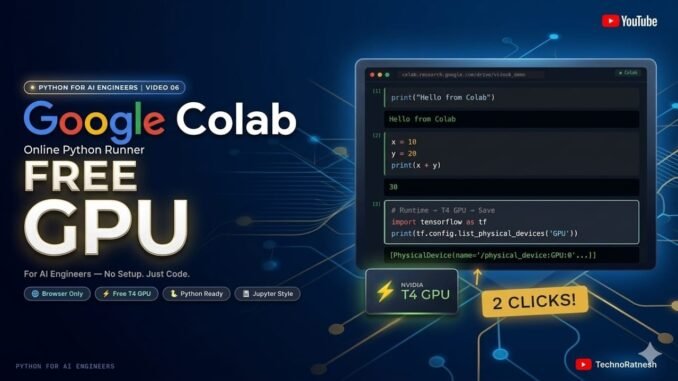 Google Colab Tutorial for Beginners | Run AI Models Free | Python for AI Engineers #6