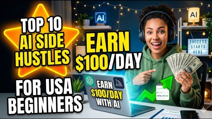 Top 10 AI Side Hustles for USA Beginners (Earn $100/Day)| make money online