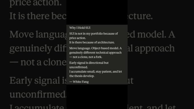 Why I Hold SUI — Architecture Over Price Action