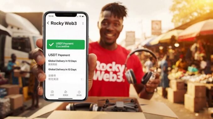 rocky web3的货物到非州也只需要十天，USDT购物与批发越来越方便